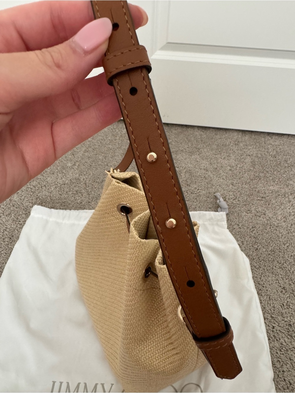 JIMMY CHOO Juno Raffia Bucket Bag - Picture 7 of 10